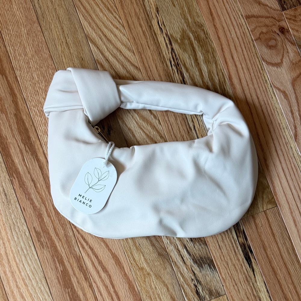 Melie Bianco Cream Knot-Top Shoulder Bag